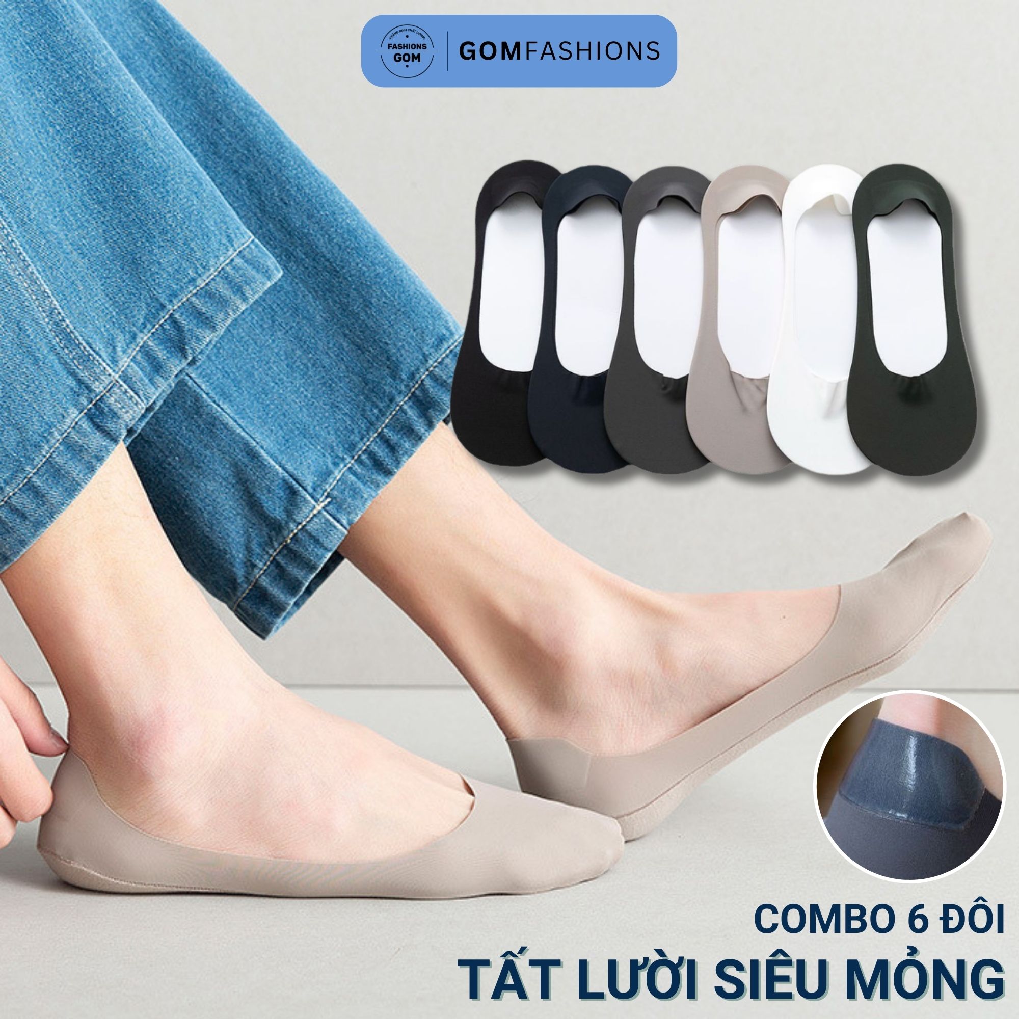 Set 6 đôi tất đi giày lười nam cao cấp, vớ lười nam chất liệu cotton hút ẩm khử mùi hôi - LUOISIEUMONG-CB6