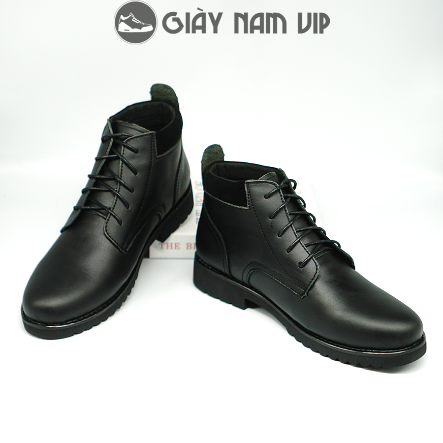 Giày Bốt Nam Cổ Cao Hàn Quốc Đen Da Bò GIAYNAMVIP Giày Boot Nam Chính Hãng Cao Cấp GVN08