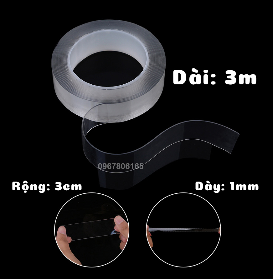 Cuộn Băng Dính 2 Mặt Trong Suốt 3M Công Nghệ Nano Nhật Bản