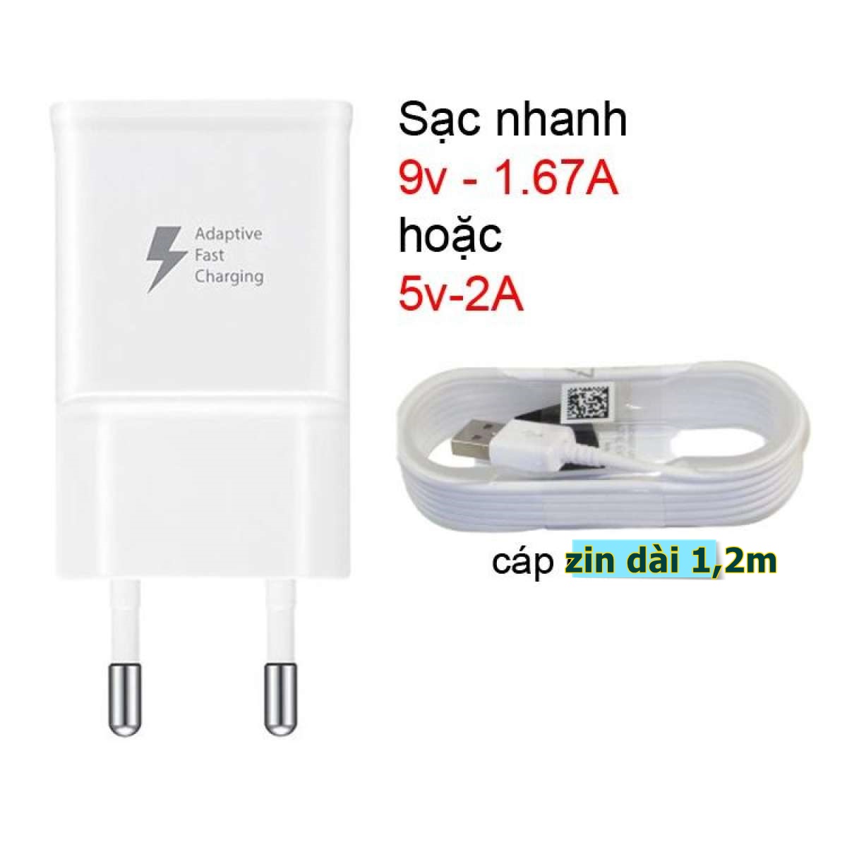 Bộ sạc -củ sạc -cáp sạc nhanh cho samsung Galaxy Note 5, S7 Edge, S6, S6 Edge, S5, S4, Note 4 micro usb