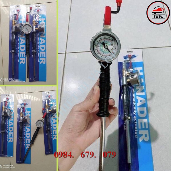 Tay bơm lốp xe ô tô đồng hồ có dầu