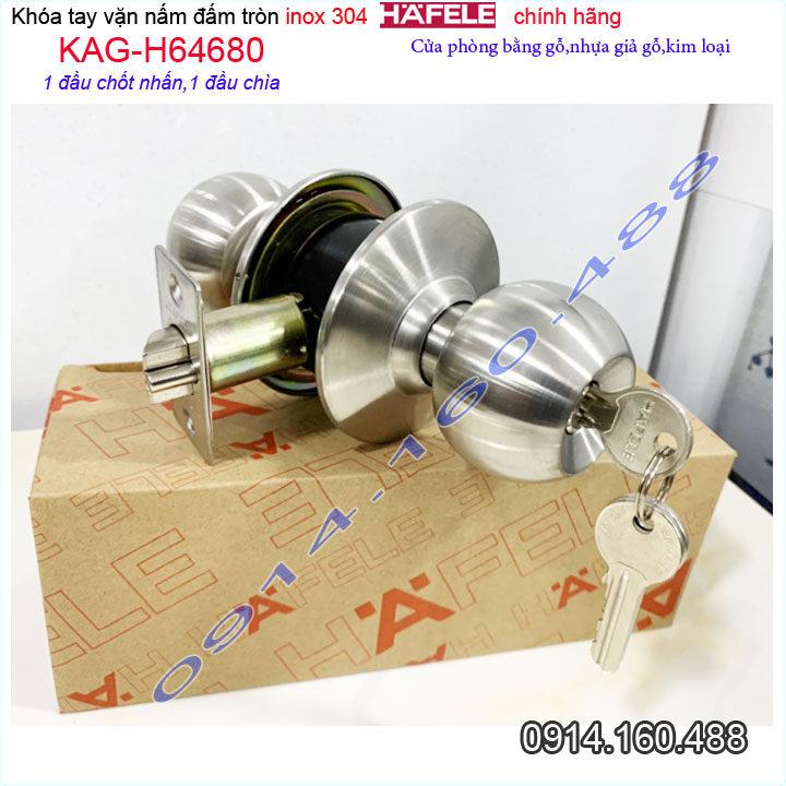 Khóa cửa phòng Hafele KAG-H64680 cao cấp khóa tay nắm tròn 1 đầu vặn 1 đầu chìa cao cấp siêu bền sử dụng tốt