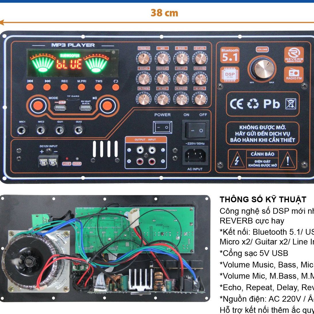 Mạch Loa Kéo 2 kênh 400w(200wx2) Kt 19x38 Dành Ráp Loa kéo Đôi