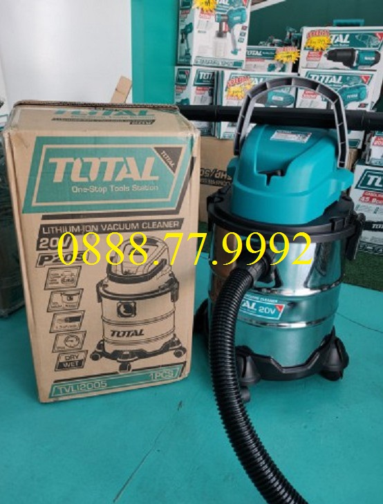 Máy hút bụi dùng pin 20v total tvli2005 máy quét dọn cầm tay có bình chứa 20l thép không gỉ - không bao gồm pin và sạc