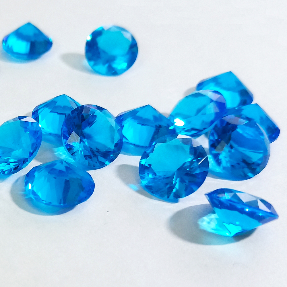 [HCM]Đá giả kim cương màu xanh topaz 10mm - Phụ kiện trang sức