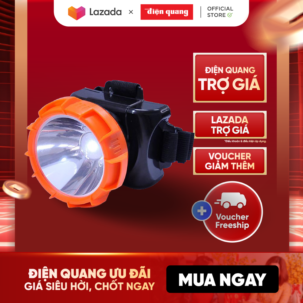 Đèn Pin Đội Đầu Điện Quang ĐQ PFL12 R BLO (Đen - cam)