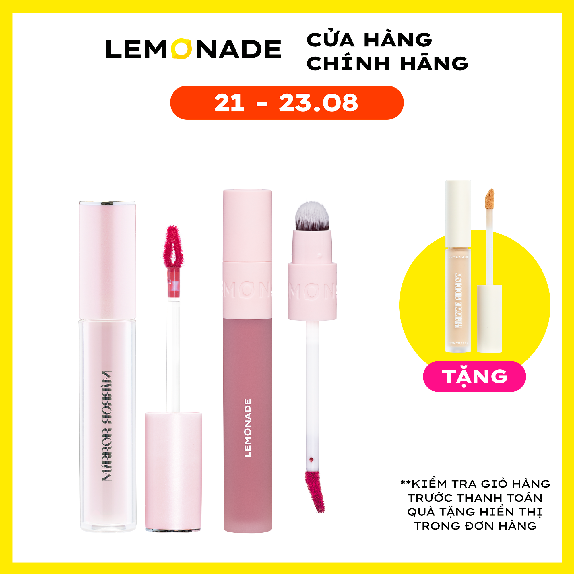 Combo Son tint bóng không dính bền màu Lemonade Mirror Mirror Water Tint 4g & Son kem mịn lì thuần chay Lemonade Perfect Couple 5 Years 3.5g
