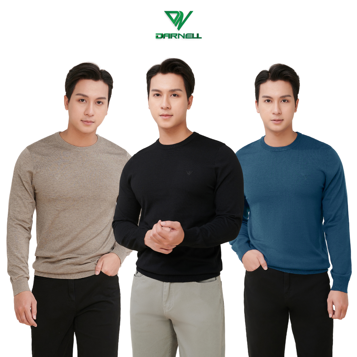 Áo len nam darnell cổ tròn basic sợi len dệt cao cấp dn1020
