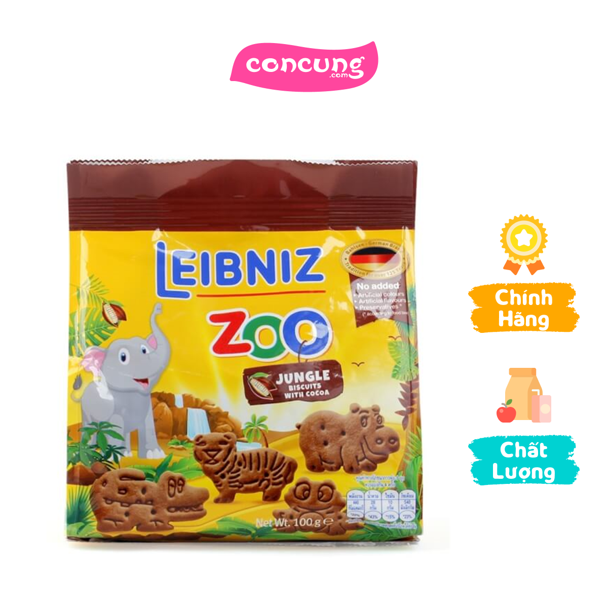 BÁNH QUI CACAO HÌNH THÚ RỪNG NHIỆT ĐỚI LEIBNIZ ZOO 100g