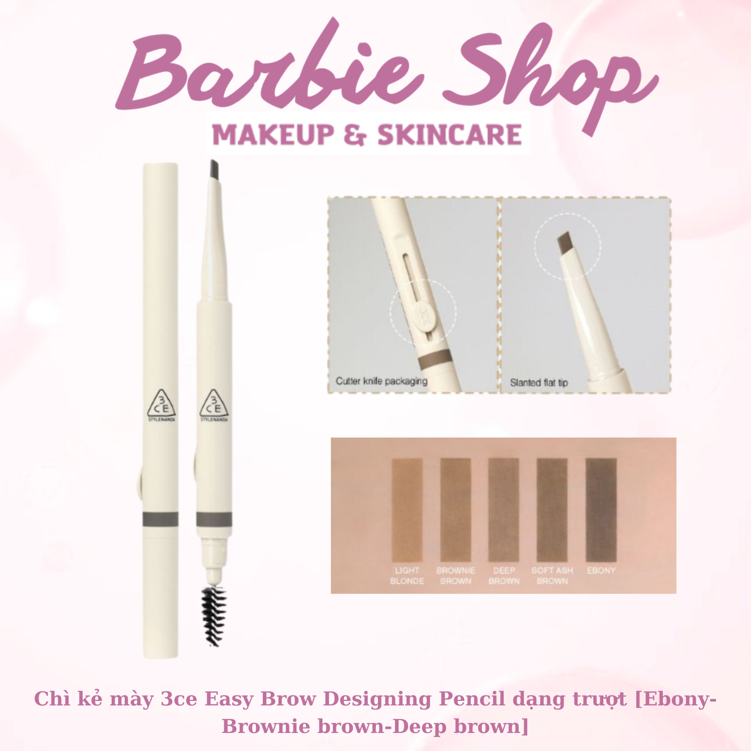 Chì mày 3ce easy brow ​designing pencil 0.13g