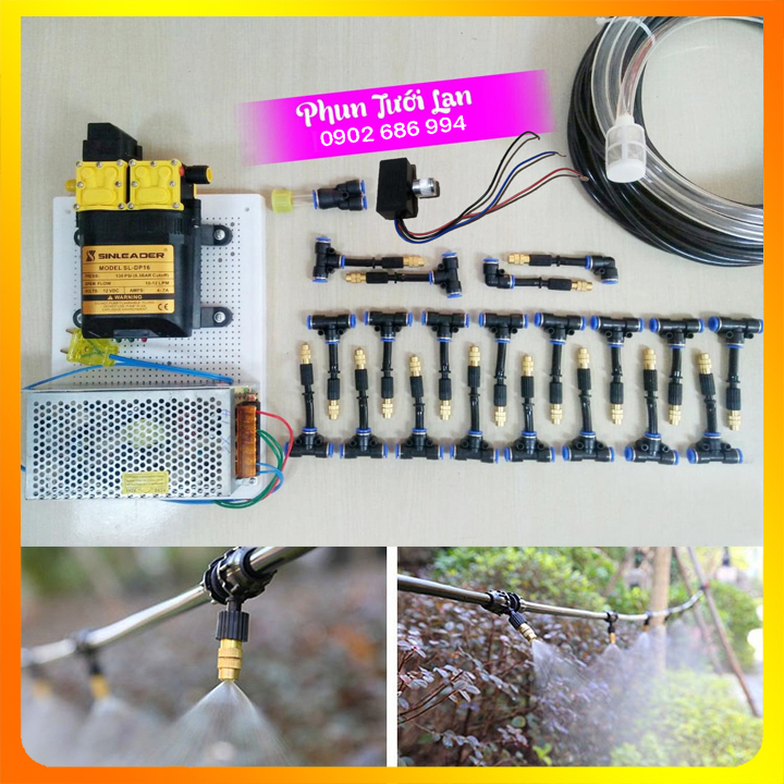 Máy đôi phun sương tưới cây béc phun sương đồng làm mát tưới lan cây cảnh-20 đầu phun