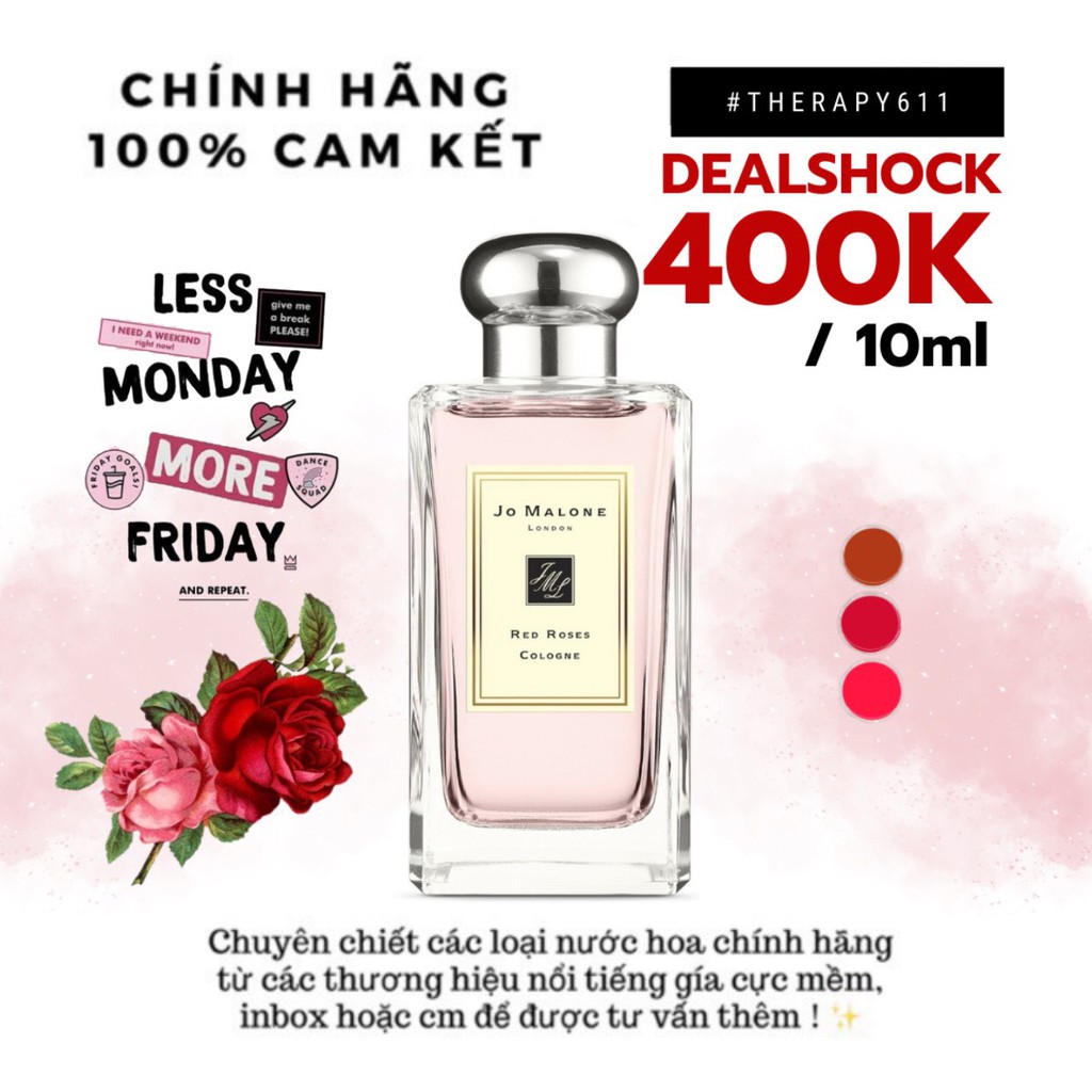 Nước hoa jo malone london red roses cologne test 5ml/10ml/20ml