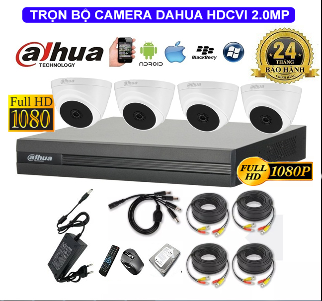 Trọn bộ 4 mắt camera dahua 2.0mp full hd 1080p