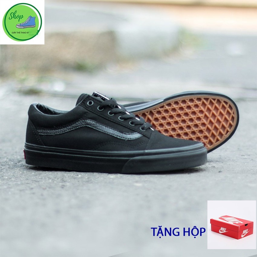 Giày thể thao nam nữ van full đen tặng kèm bull box bill / giày thể thao97