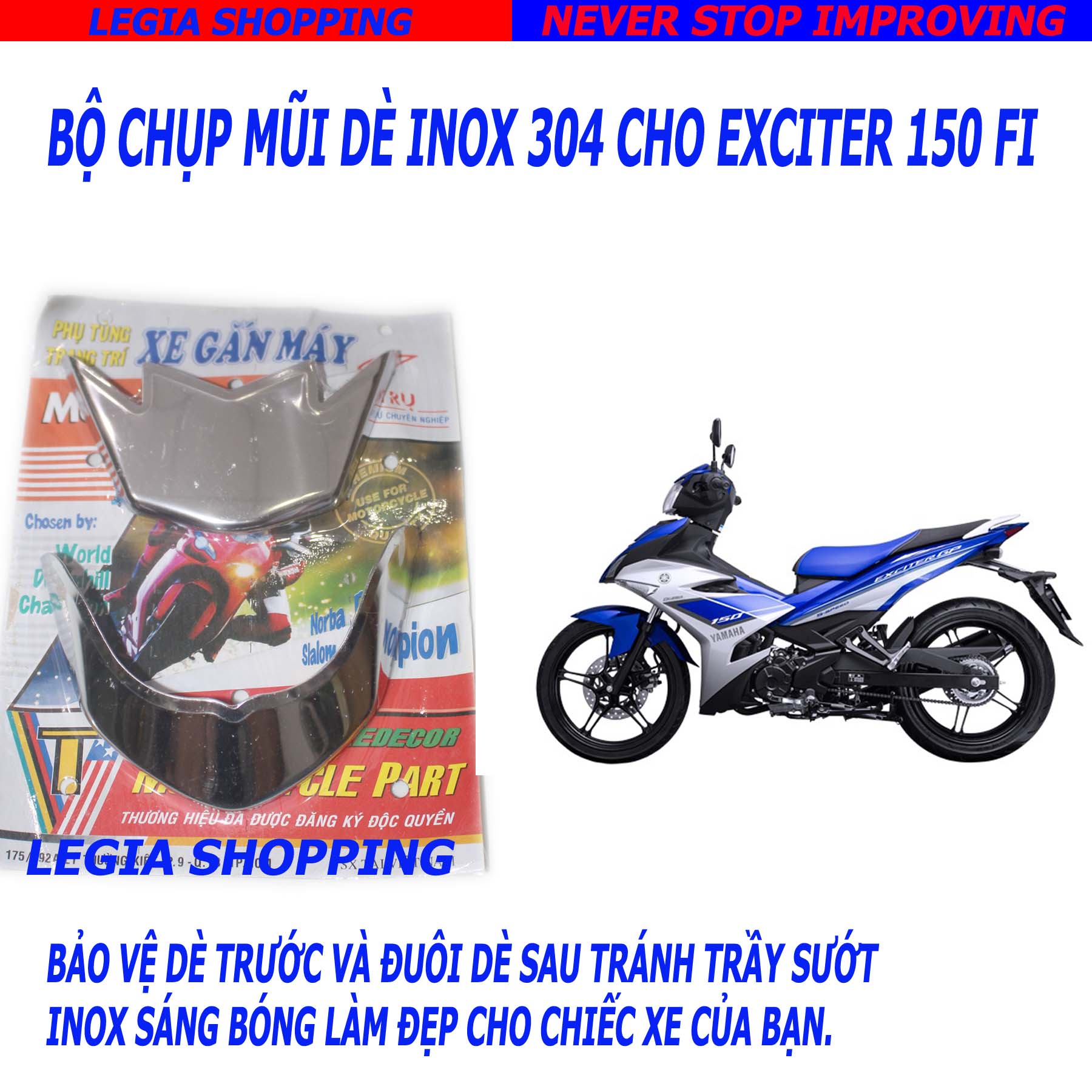 BỘ CHỤP MŨI DÈ MỎ INOX 304 TRƯỚC + SAU EXCITER 150 FI