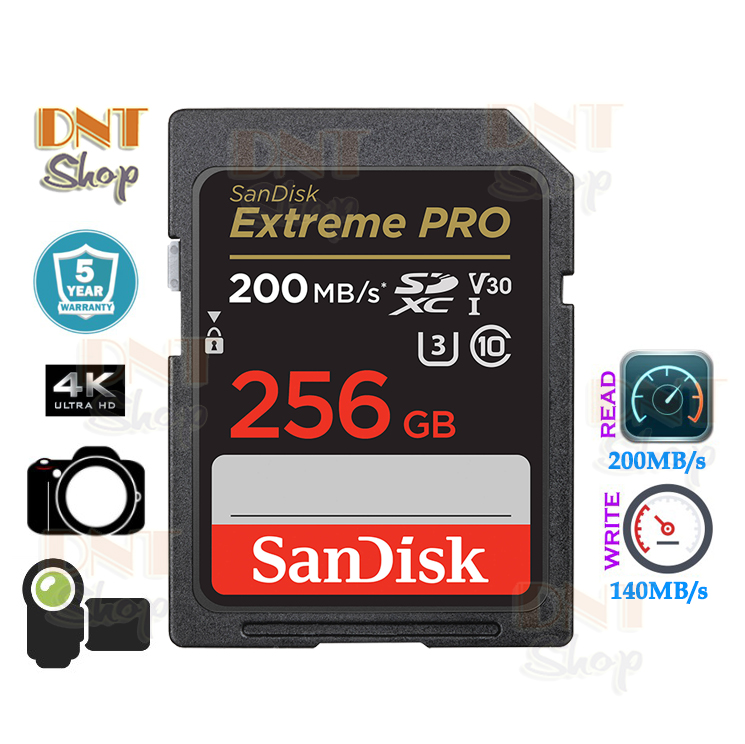 Thẻ nhớ SDXC SanDisk Extreme PRO 256GB 200MB/s UHS-I U3 4K V30  (SDSDXXD-256G-ANCIN)