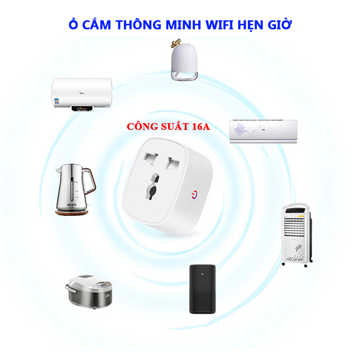 Ổ cắm điện hẹn giờ thông minh wifi tuya điều khiển từ xa bằng điện thoại