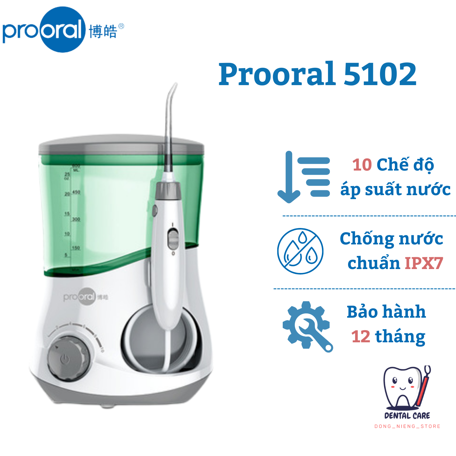 Máy Tăm Nước Prooral 5012 bảo hành chính hãng , giữ răng miệng sạch sẽ cho cả gia đình