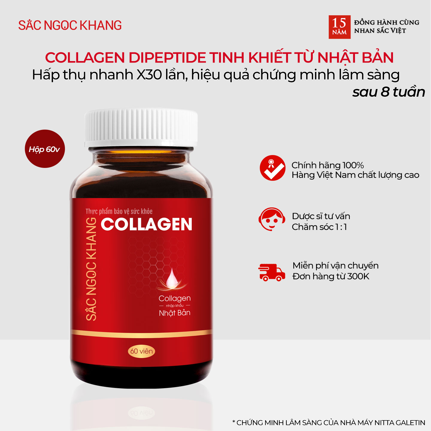 Collagen Sắc Ngọc Khang thế hệ mới 100% collagen nguyên chất nhập khẩu từ