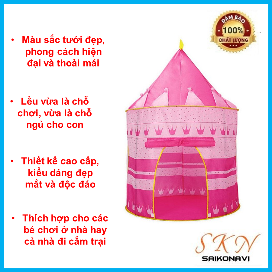 Lều lâu đài công chúa hoàng tử cho bé yêu chất liệu cao cấp thiết kế đẹp mắt, đáng yêu, lều ngủ trong nhà,lều công chúa cho bé gái,lều dã ngoại, lều trẻ em cao cấp