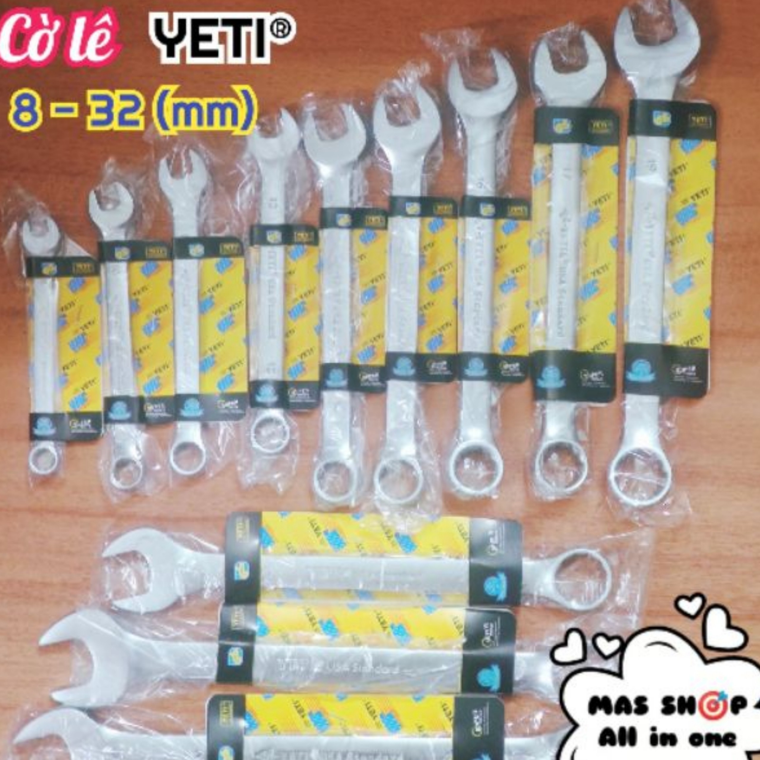 Cờ lê, Vòng miệng YETI có đủ kích cỡ lựa chọn từ 8-32