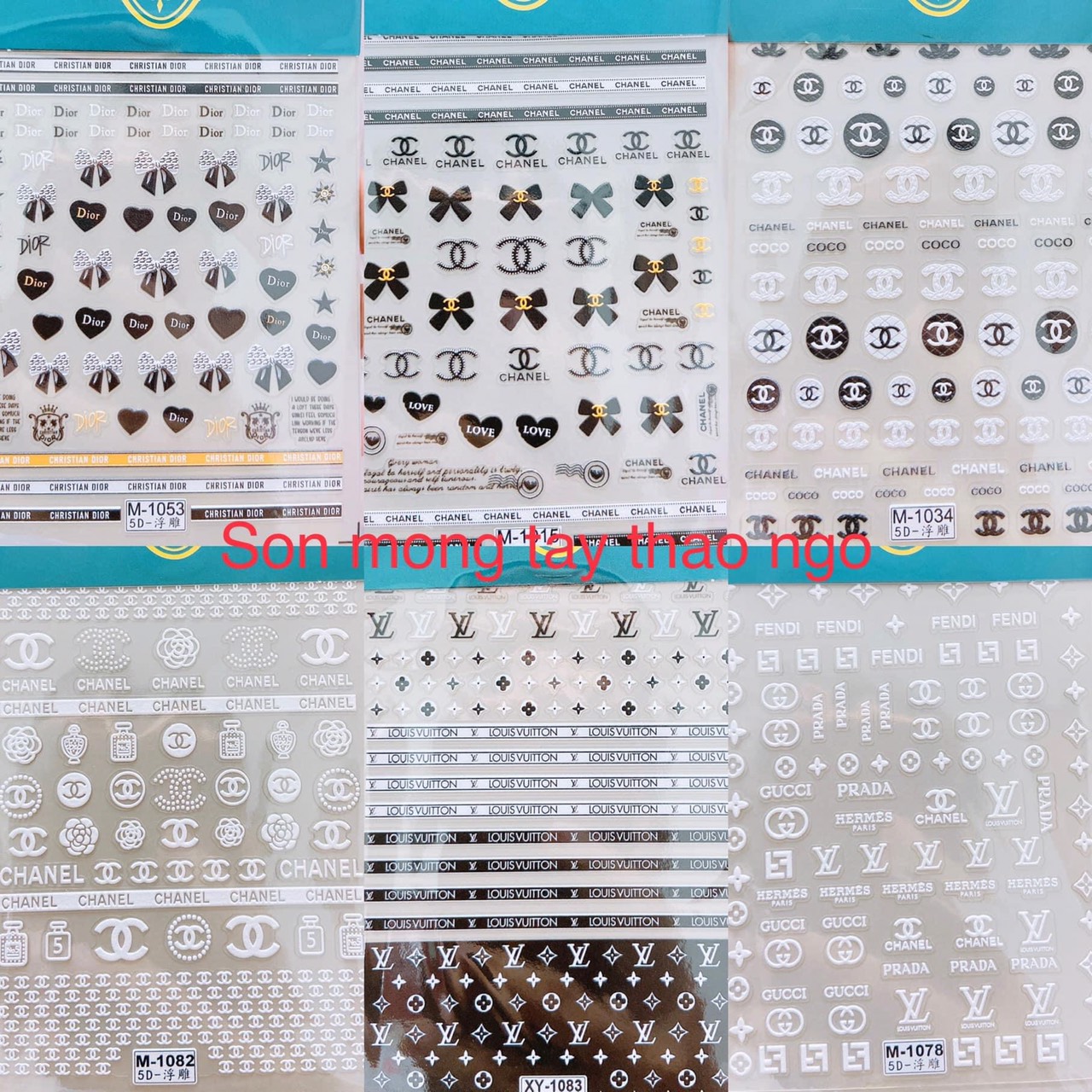 Stick dán 5d, stick thương hiệu siêu dễ thương dành cho nail