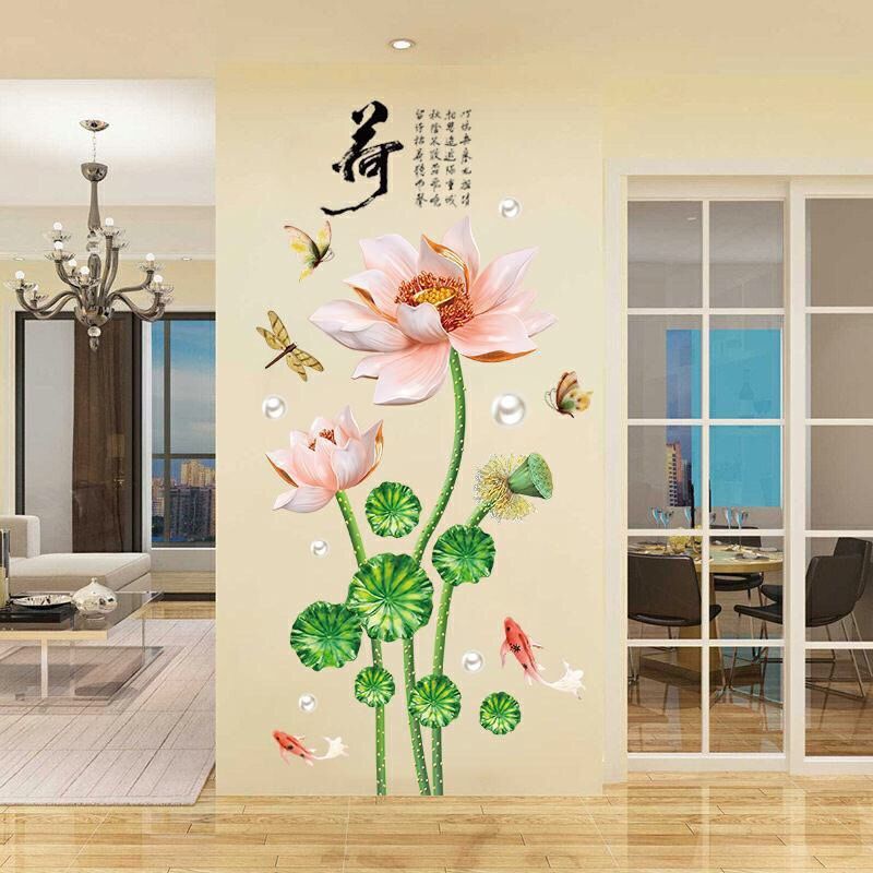 Decal dán tường hoa sen mẫu 08