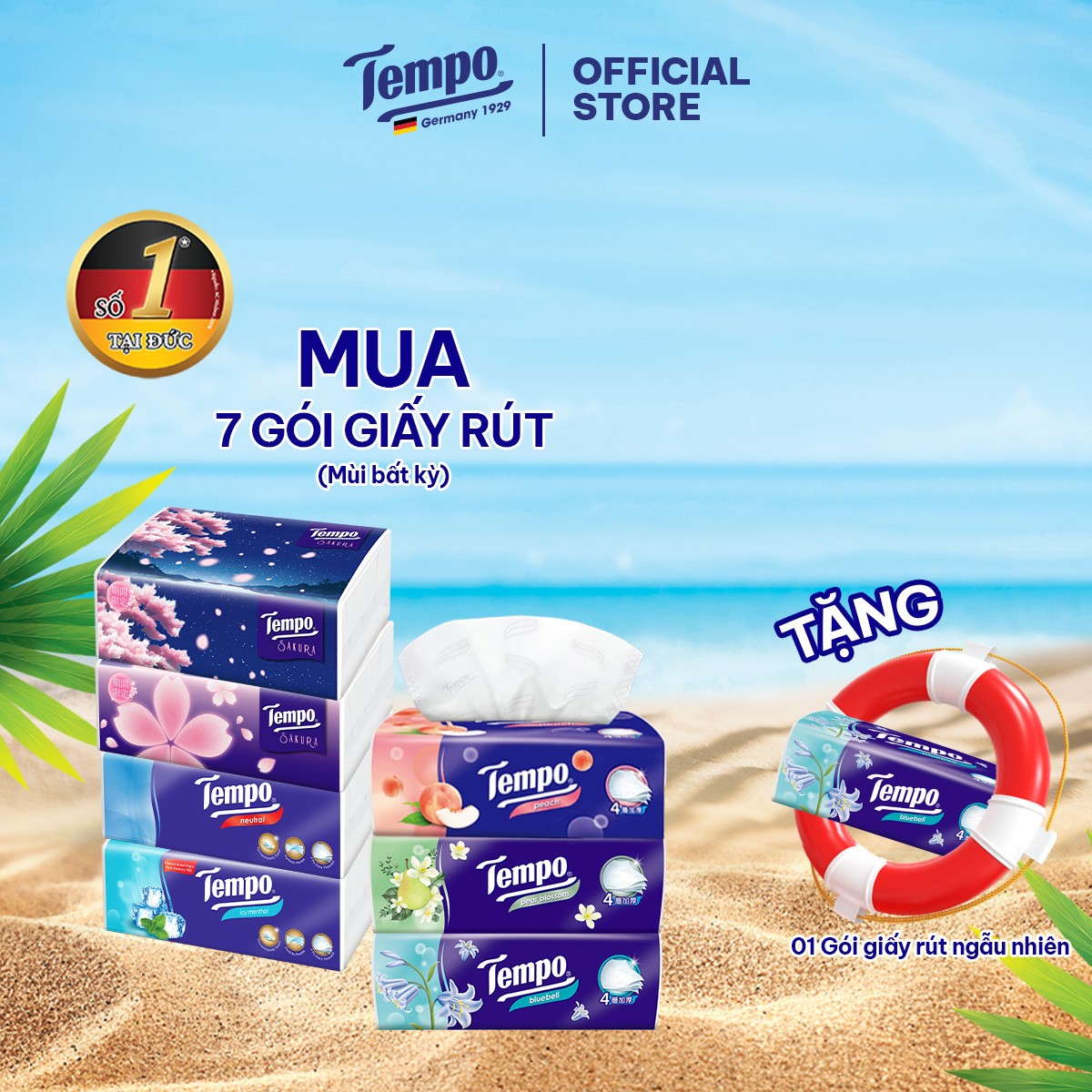 [MUA 7 GÓI TẶNG 1 GÓI RÚT NGẪU NHIÊN] Khăn giấy cao cấp Tempo Softpack - 4 lớp bền dai, an toàn cho da - Thương hiệu Đức