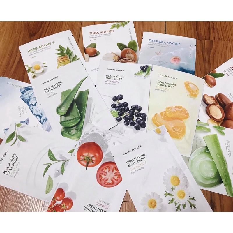 Mặt nạ giấy dưỡng ẩm cấp nước làm mềm mịn da Nature Republic Real Nature 23ml
