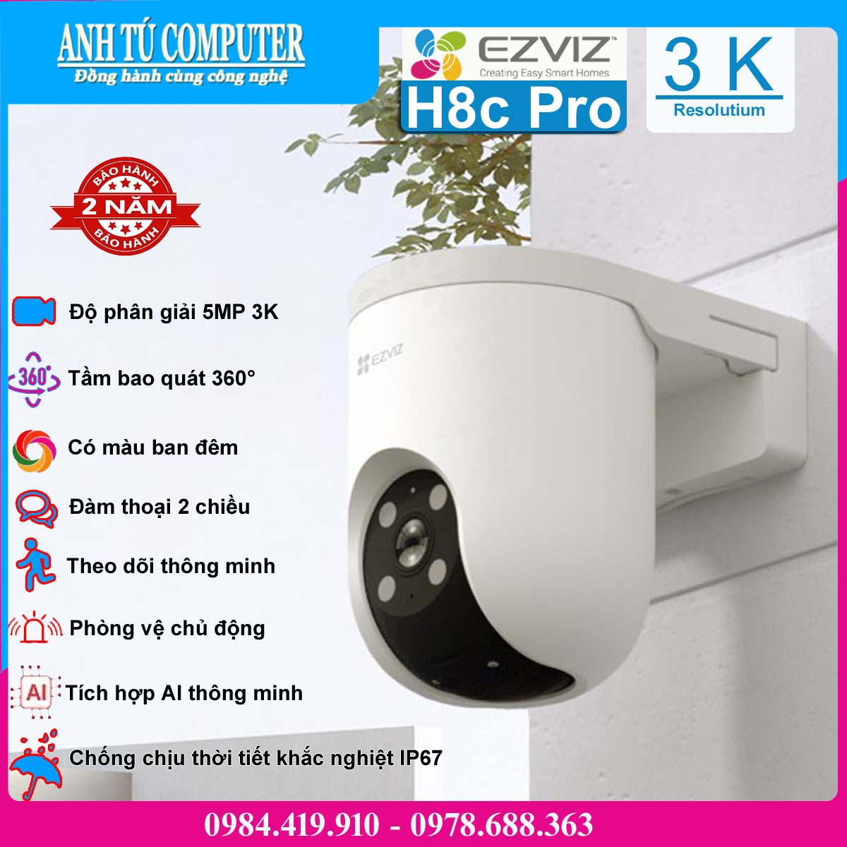 Camera wifi ezviz h8c pro 3k 5mp
