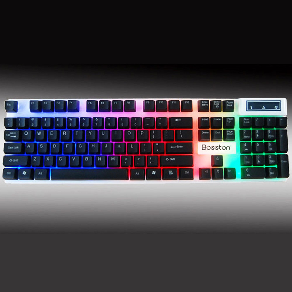 Bàn phím game Bosston K310/G808 LED 7 màu (Đen-Trắng)