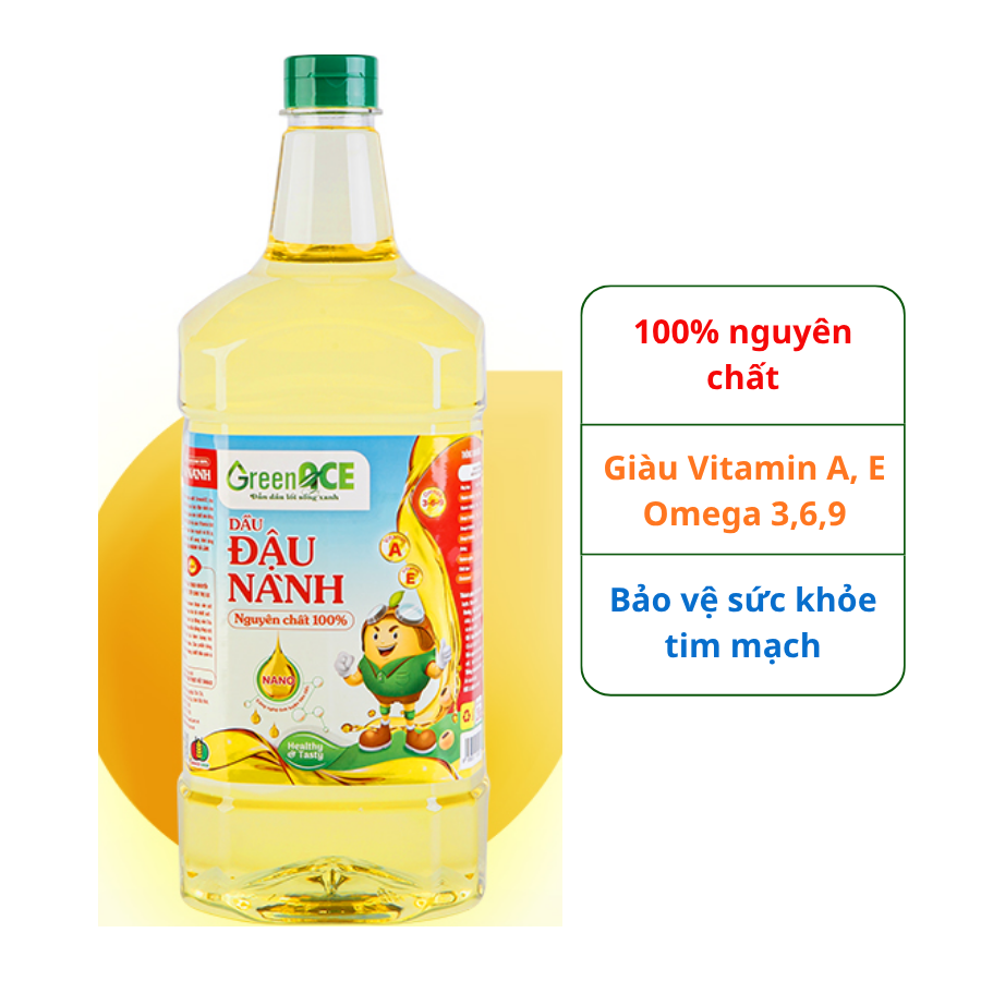 Dầu đậu nành GreenACE 2L 100% nguyên chất Giàu Vitamin A, E Omega 3,6,9 Bảo vệ sức khỏe tim mạch