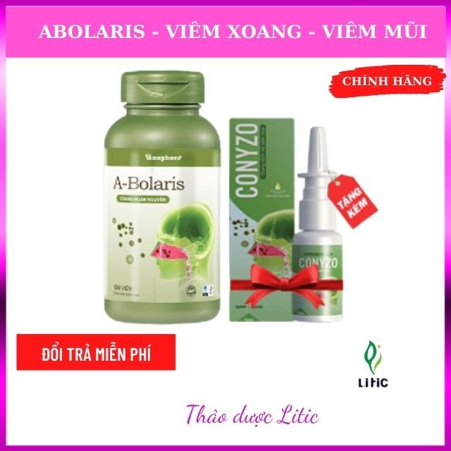 Thảo dược viêm xoang cấp và mãn tính A-Bolaris Xoang Hoàn Nguyên hộp 60 viên dùng đau xoang, viêm mũi, sổ mũi, ngạt mũi XHN60 Litic