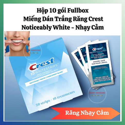 FULLBOX 10 Gói Miếng dán trắng răng Crest 3D Whitestrips Noticeably White