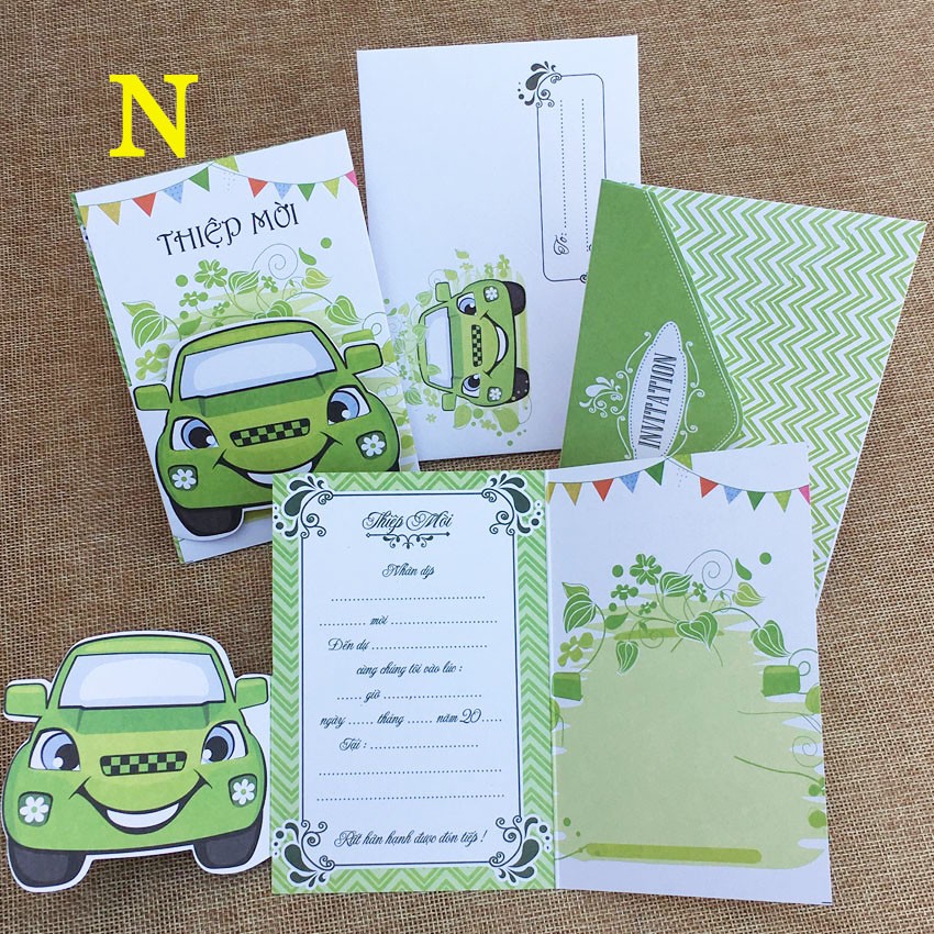 [HCM]| COMBO | 5 Thiệp Sinh Nhật Cho Bé - Hình Xe Hơi Hình Khỉ Hình Siêu Nhân