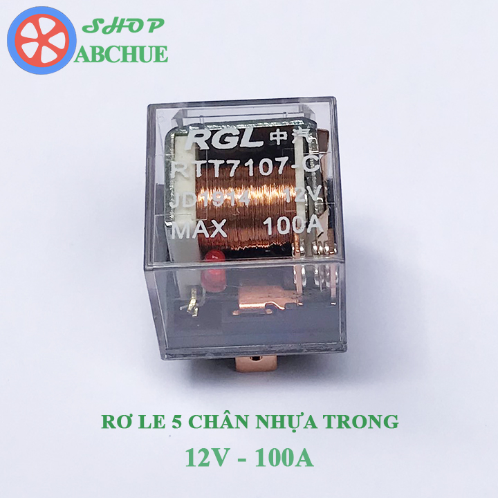 Rơ Le 5 Chân 12V 100A Nhựa Trong