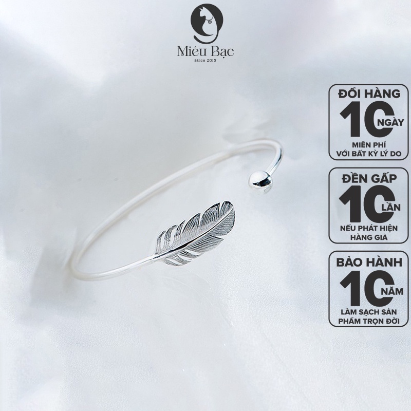Kiềng tay bạc nữ lông vũ chất liệu bạc s925 phụ kiện trang sức nữ miêu bạc l400172