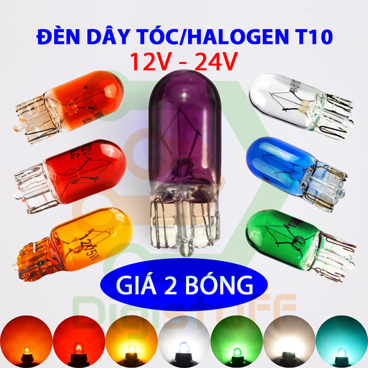 Đèn dây tóc halogen xi nhan demi chân T10 cho xe máy xe hơi
