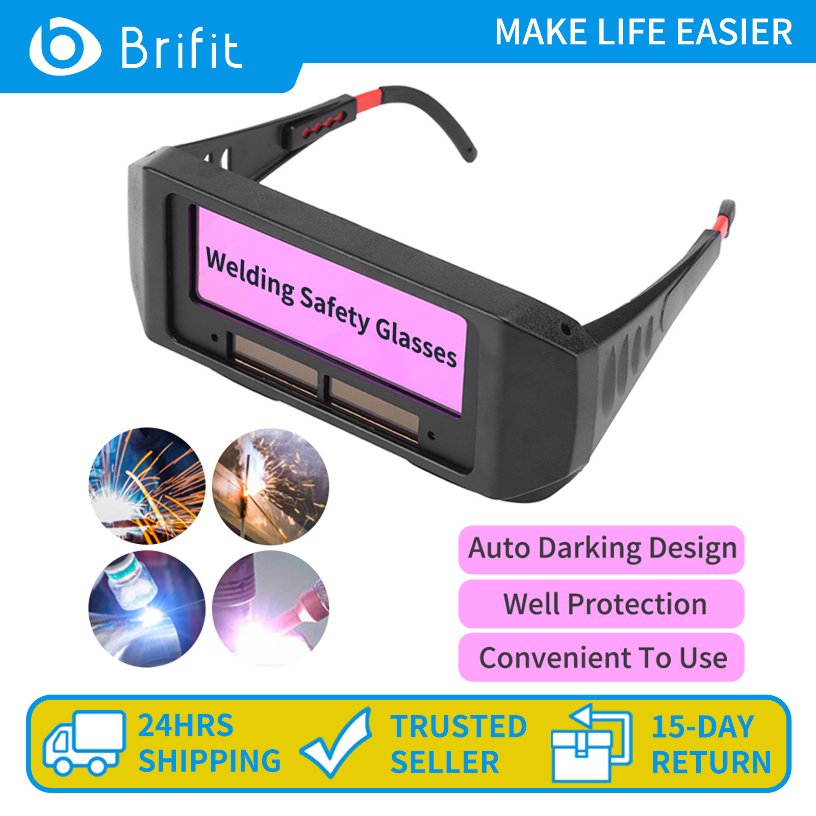 Brifit Professional chạy bằng năng lượng mặt trời tự động làm tối Kính hàn