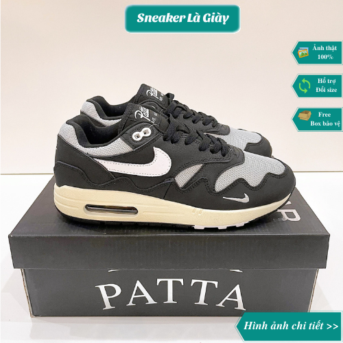 Giày sneaker Air max Patta Black White - Full box và phụ kiện
