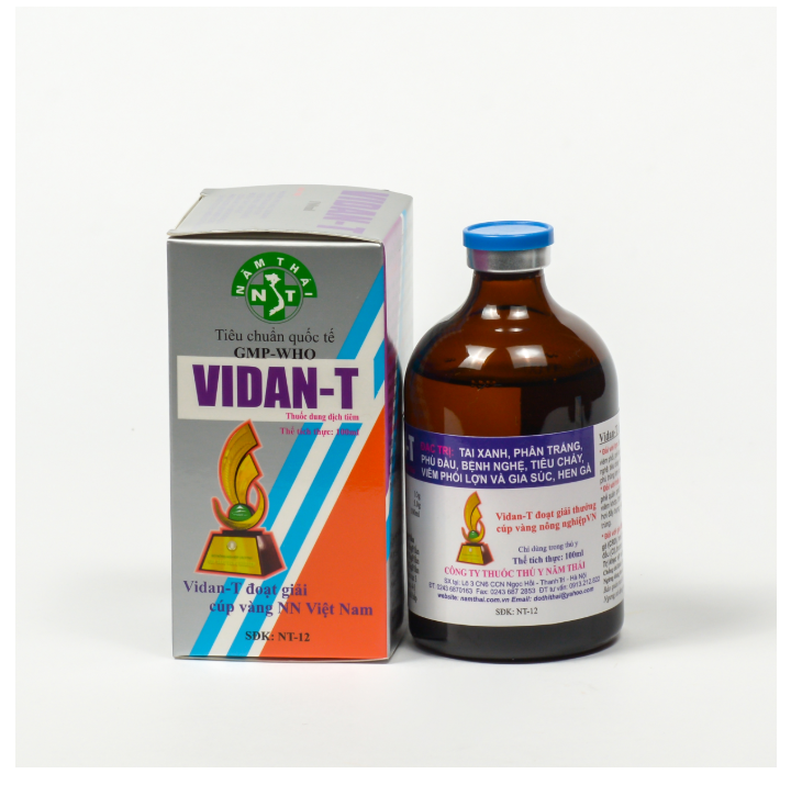 NĂM THÁI VIDANT 100ml bệnh tai xanh, sưng phù đầu, phân trắng lợn con, tiêu chảy, viêm phổi lợn và gia súc, crd, ccrd, ic ở gia cầm