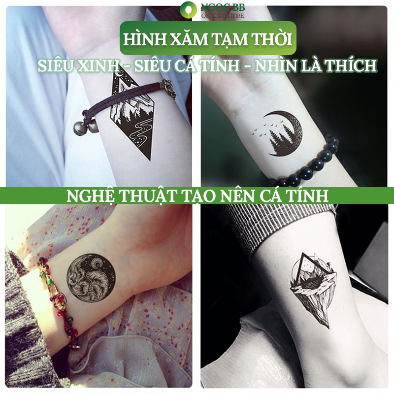 Hình Xăm Dán Lên Luôn, Hình Xăm Tạm Thời Chống Nước Màu Đen (3-5 Ngày)