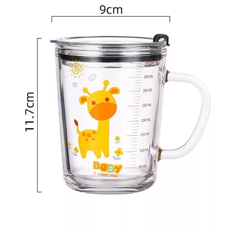 Ly thủy tinh chia vạch 400ml - Có nắp + ống hút