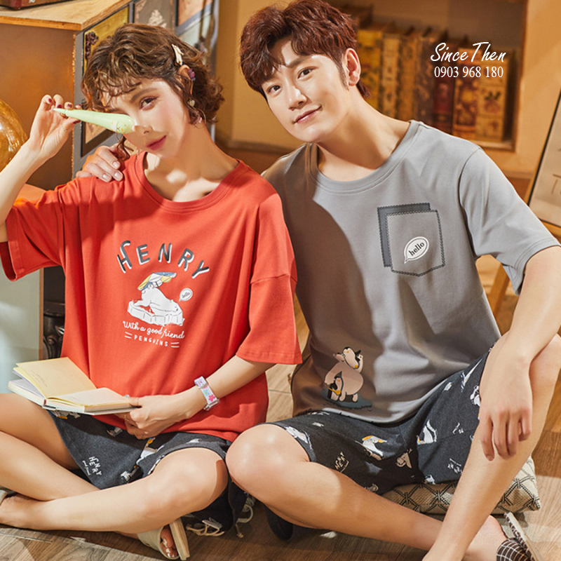 Đồ ngủ đôi nam nữ mặc nhà cotton ngắn, đồ ngủ đôi mùa hè mát mẻ, Pyjama đôi nam nữ đẹp, quà cưới ý nghĩa - Since Then