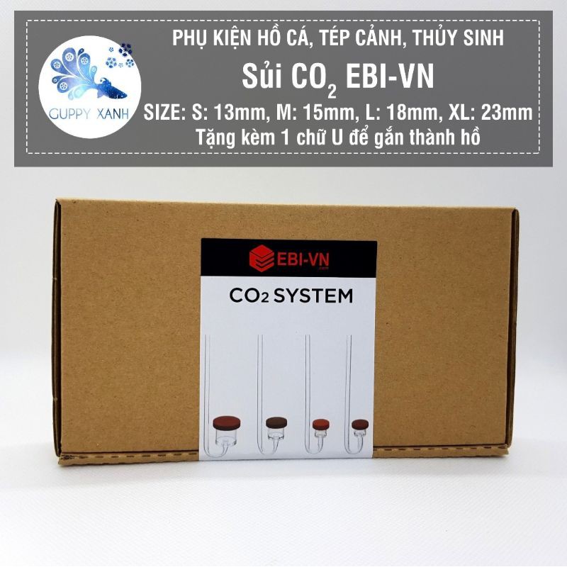 Cóc sủi co2 cao cấp thủy tinh trong suốt - dụng cụ sủi co2 ebi