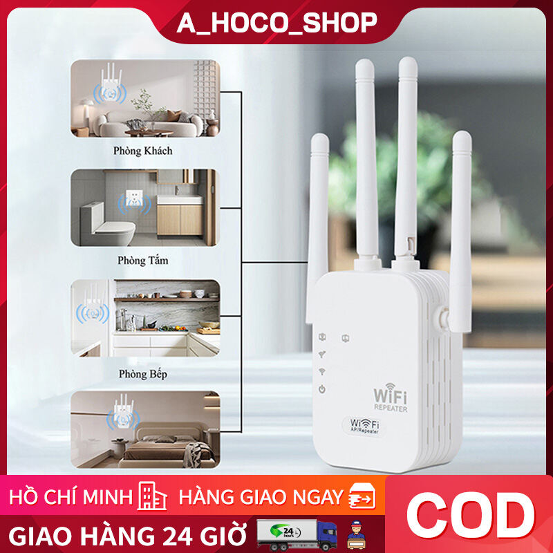 Kích sóng wifi xuyên tường cực mạnh,Kích Sóng Wifi 4 Râu Ăng Ten Phát Xuyên Tường Chuẩn N Tốc Độ 300mbps Màu Trắng Bộ Kích Sóng Wifi Thu Phát Mở