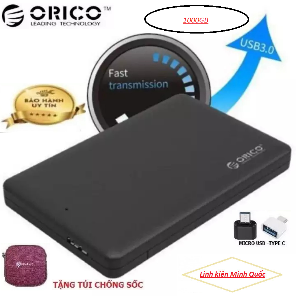 ổ cứng di động Orico 1TB -BẢO HÀNH 12 THÁNG - tặng túi chống sốc