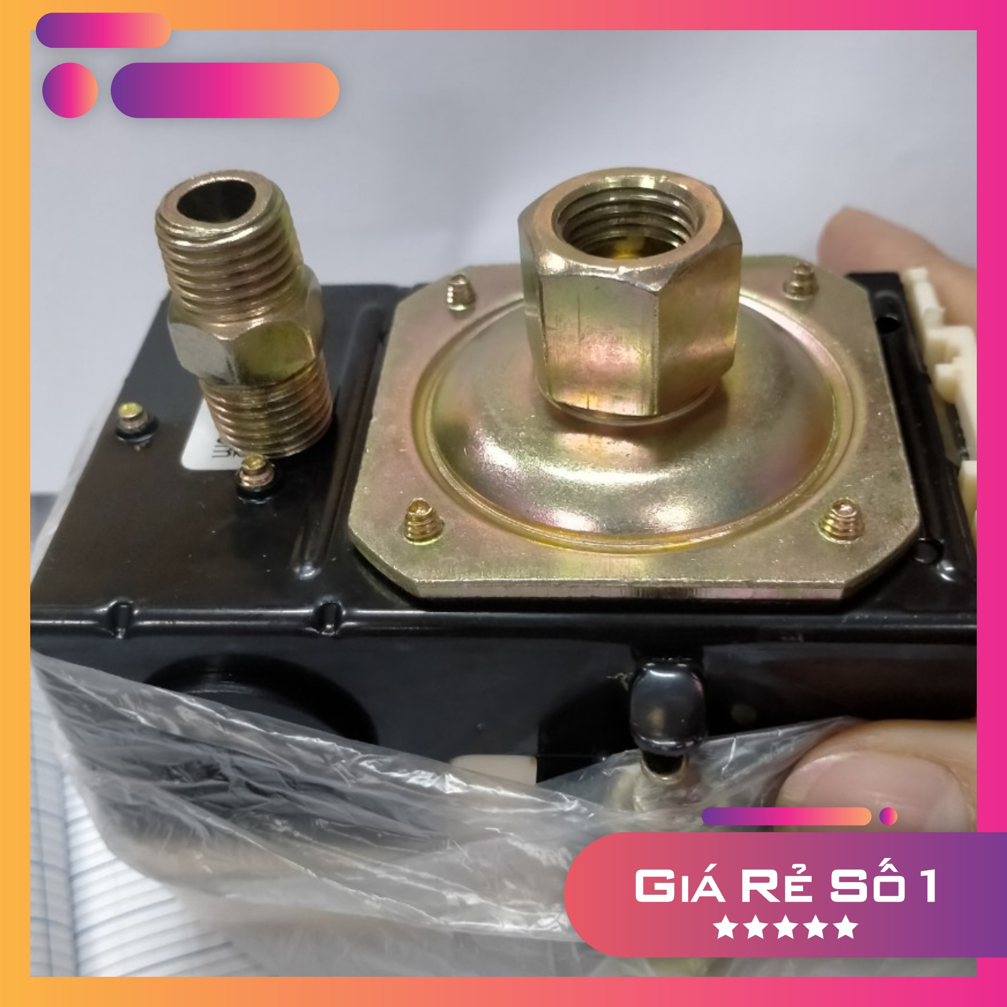 Công tắc fbang dạng ngang+01nối ren ngoài 13mm đóng ngắt nguồn điện,máy nén khí có dầu trục vít ctn2560+noictn2560