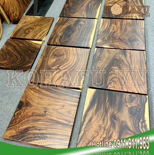Mặt bàn vuông cafe gỗ me tây nguyên tấm - KOHAFU