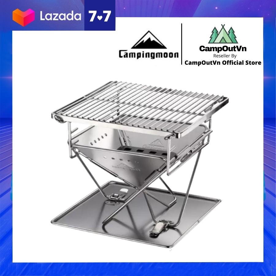 Campingmoon bếp nướng cắm trại campingmoon campoutvn xếp gọn cắm trại du lịch dã ngoại bếp than nướng Xmini pro inox campout A017